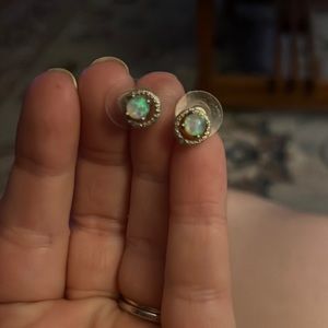 Opal sterling silver stud earrings